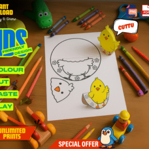 Chick Paper Craft Kit for Kids, Printable 3D Coloring Activity